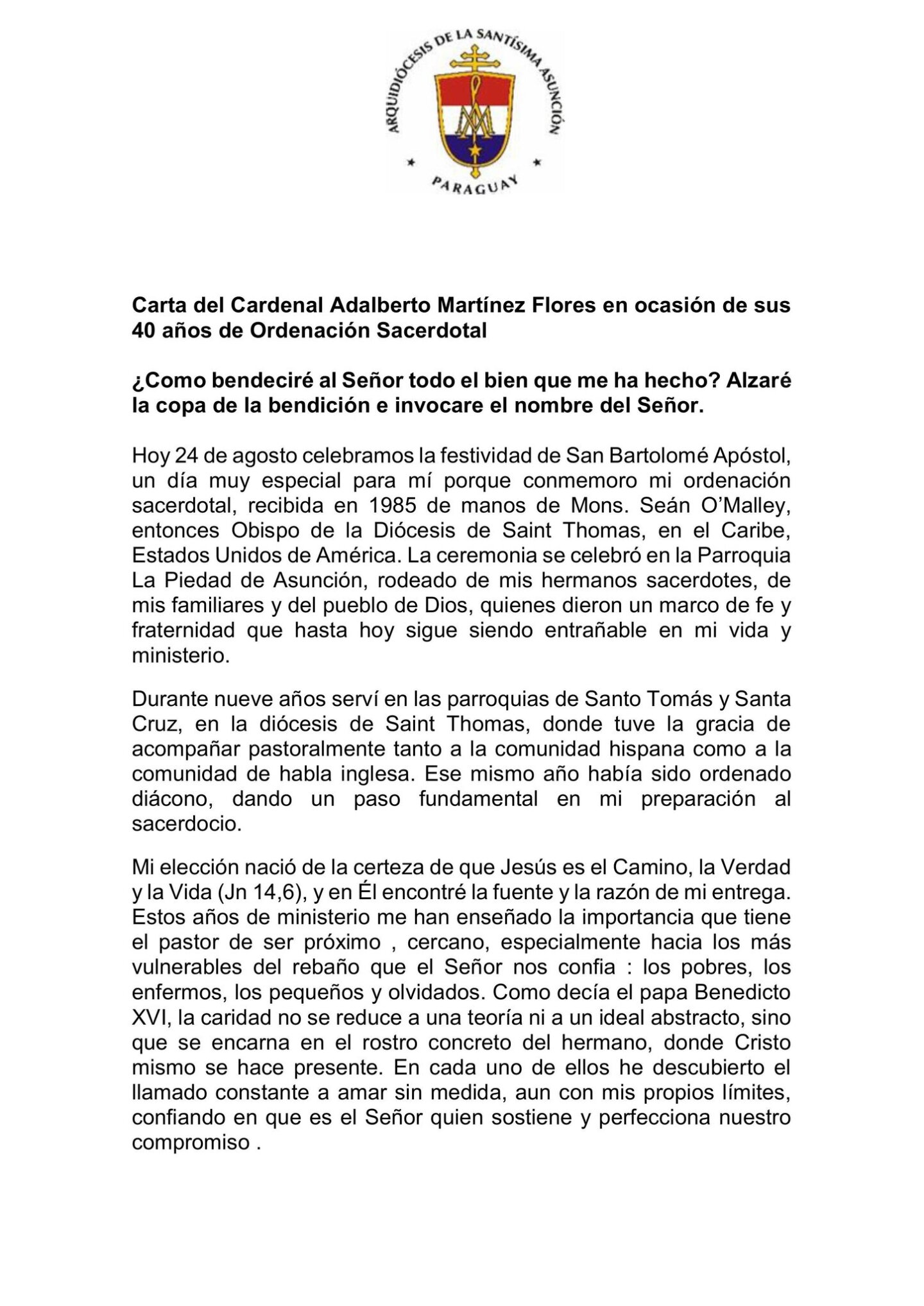 Carta del Cardenal Adalberto Martínez Flores en ocasión de sus 40 años de Ordenación Sacerdotal 1.jpg