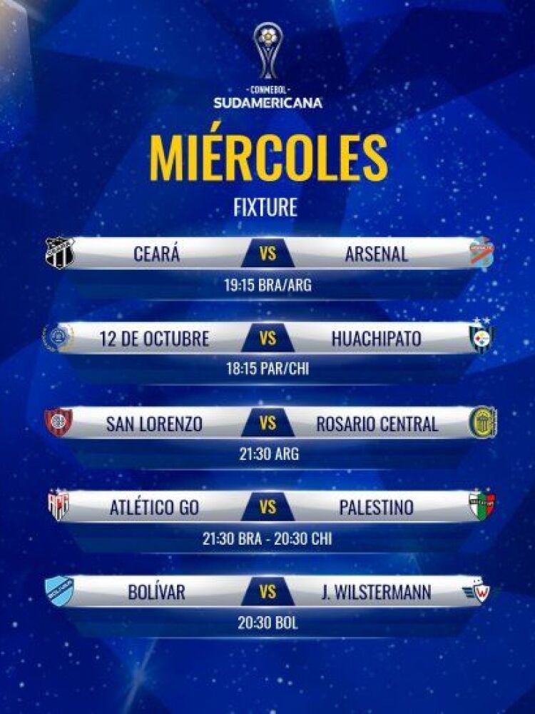 Partidos de Copa Sudamericana para este miércoles 12 de mayo.