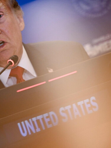 Donald Trump participates in a Shield of the Americas Event