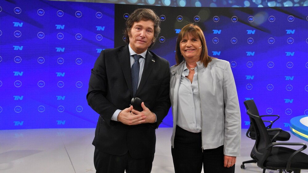 Javier Milei y Patricia Bullrich participan en el programa A Dos Voces