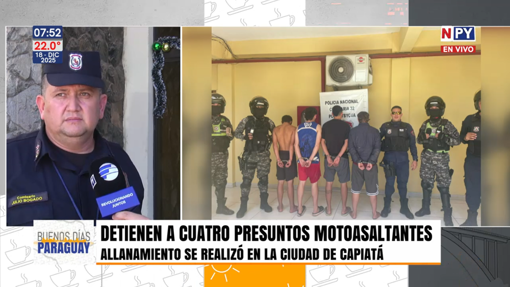 Desarticulan peligrosa banda de motoasaltantes que operaba en Capiatá