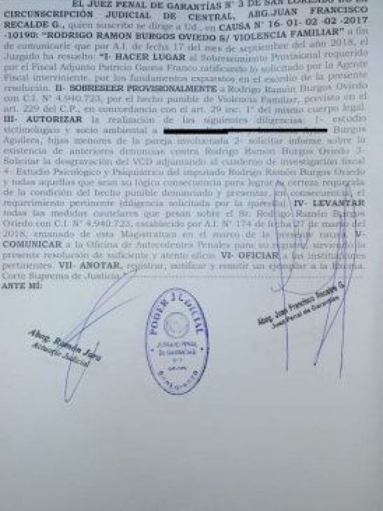 El documento fue remitido a la Comandancia de la Policía Nacional.